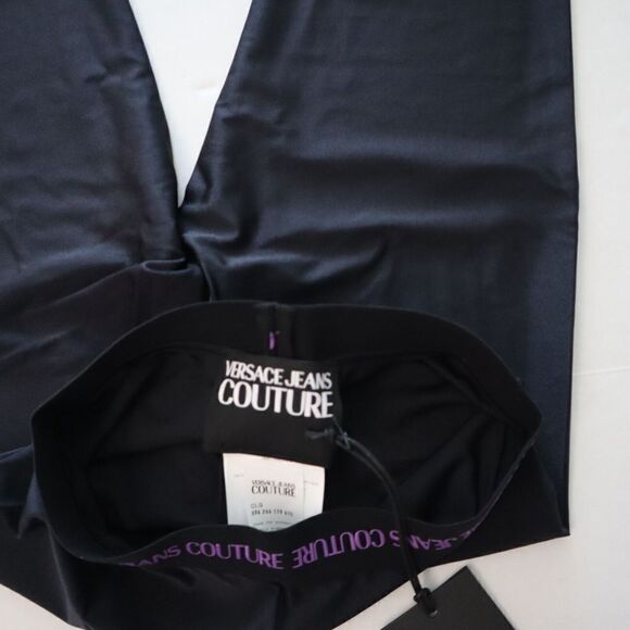 Versace Jeans Couture Women Sz 38 US 2 Black Sumatra Logo Waistband Leggings $20 - Picture 4 of 8